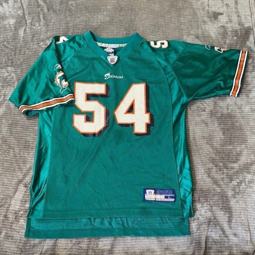 Reebok Miami Dolphins Zach Thomas 54 Jersey Youth Large Aqua NFL Equipment